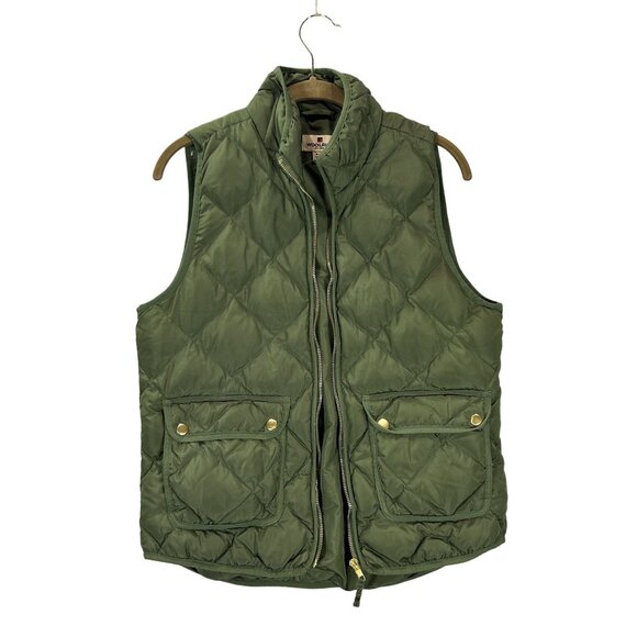 Woolrich Womens Quilted Down Puffer Vest Olive Green M Gorp Core Hiking Outdoor - Picture 1 of 11